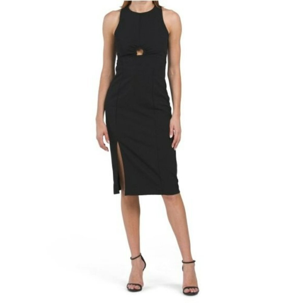NWT RACHEL RACHEL ROY Women's Riley Keyhole Front Side Slit Midi Dress - Picture 2 of 6